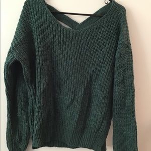 UO cross back dark green sweater